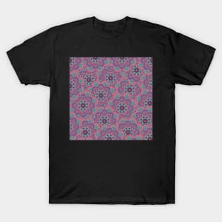 Indian Sari Purple Ornaments Mandala Flower Pattern T-Shirt